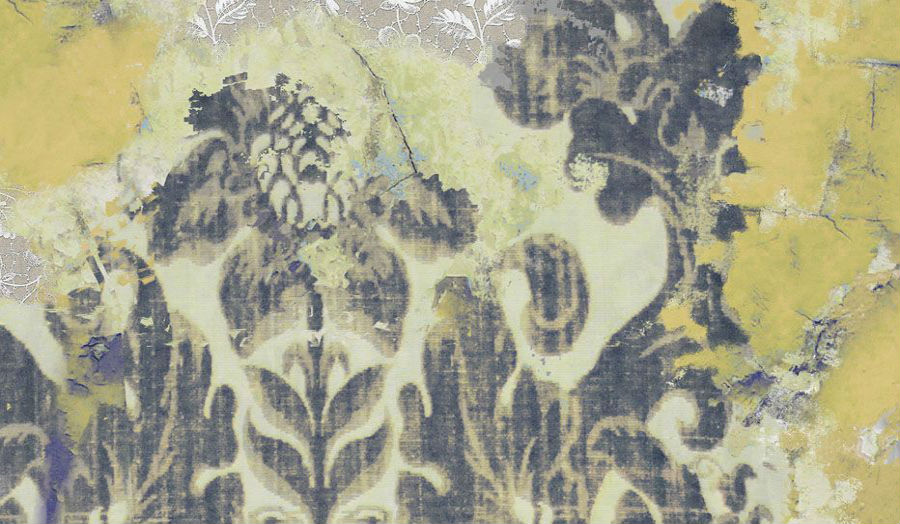 A faded floral tapestry