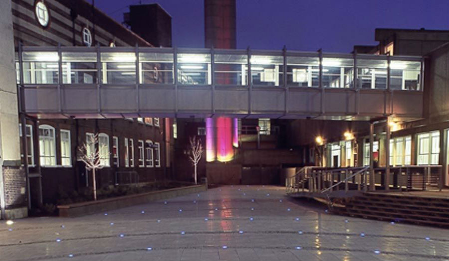 Tower courtyard at night 