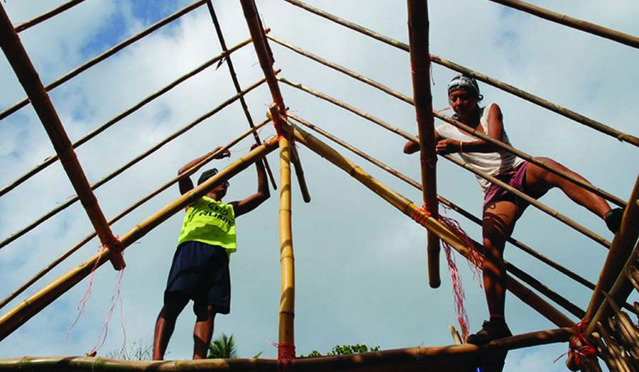 Fixing cane onto roofs