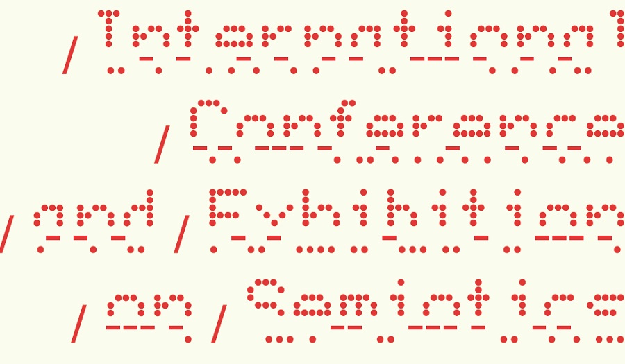 Typography. Half writing half dashes and dots