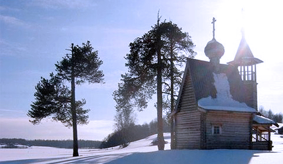 Traditional Russian church using timber architecture.