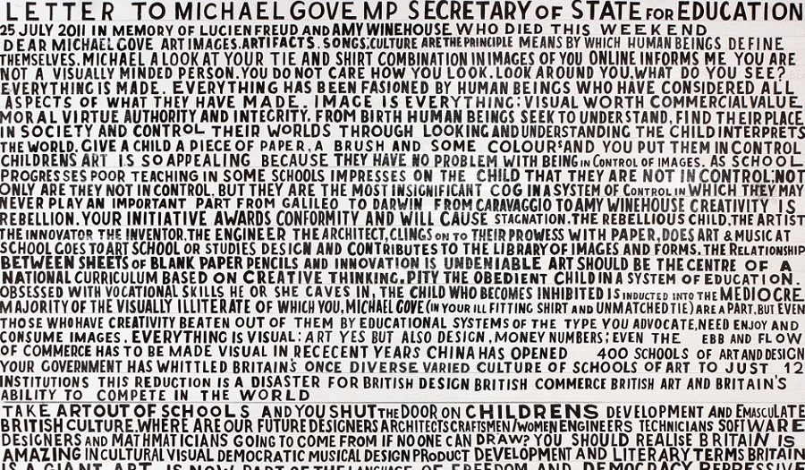 psinted letter with black letters on white addresses to michael gove