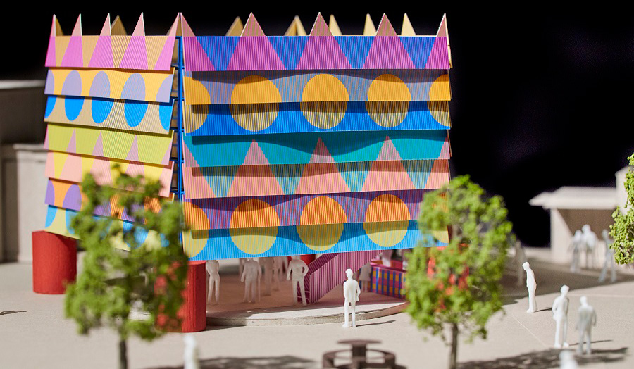 model of colourful building