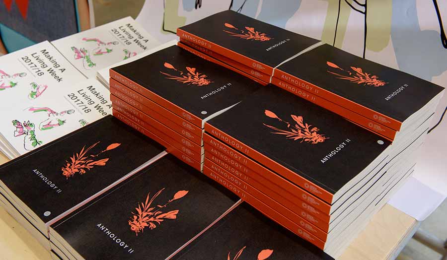 Anthology II piled up at the book launch