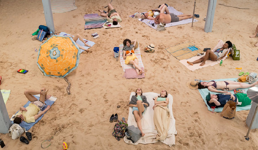 People sunbathing on a beach