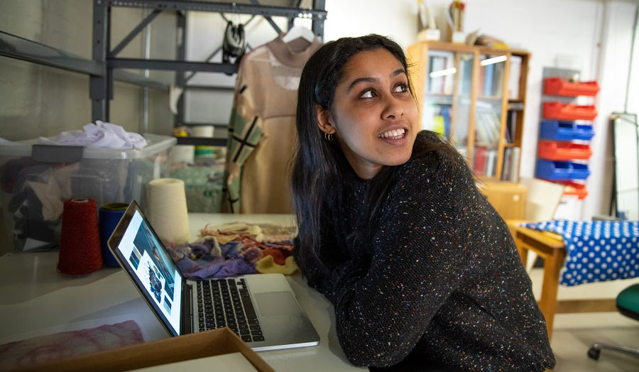 Jodie at her working desk