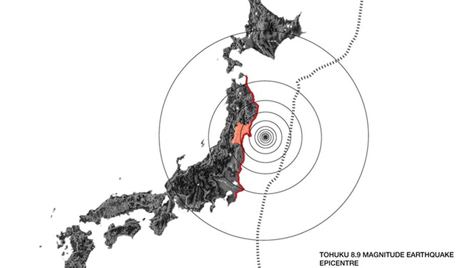 Tohuku 8.9 magnitud earthquake epicentre