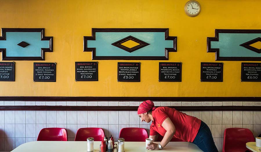 View of interior of cafe