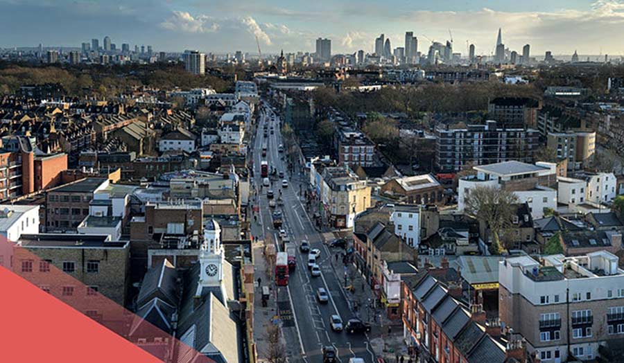 An aerial view of North London