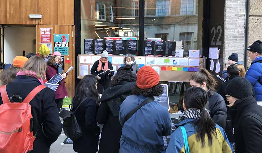 Performing ‘To Manifest’, 2 December 2019, outside the Bartlett School of Architecture, UCL