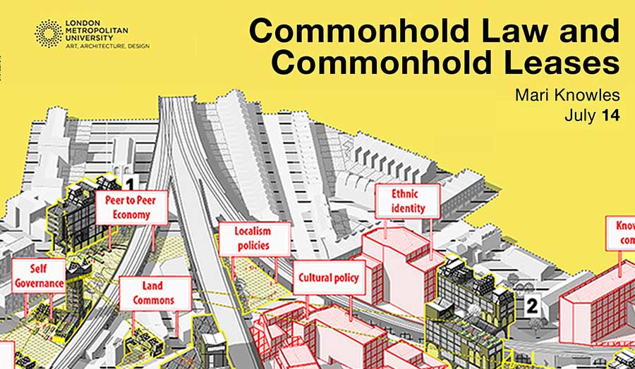 An illustration of a city map with various billboards with notions of public commons