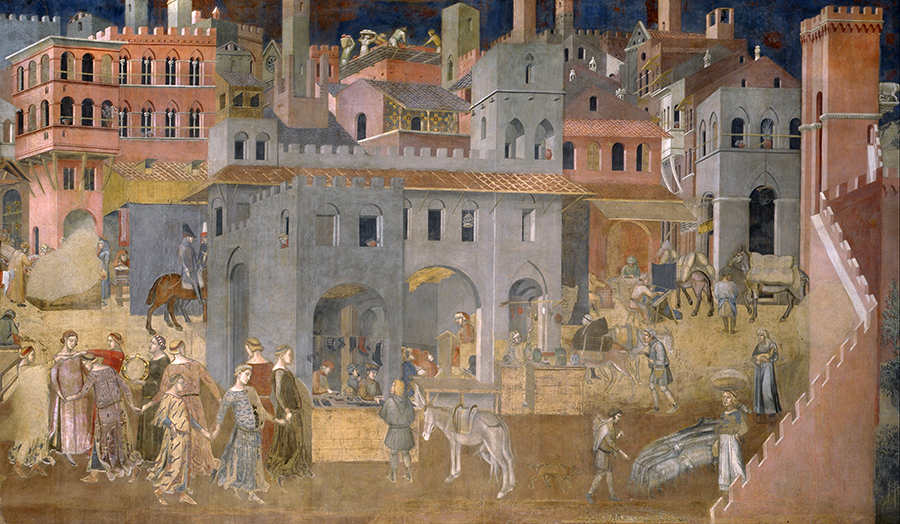 Painting of medieval city