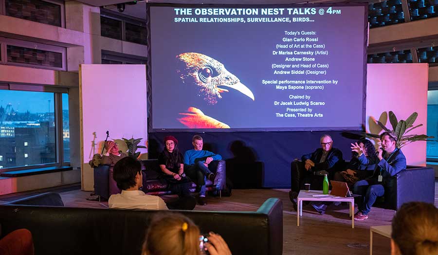 The observation nest talks at The Tate Exchange for Jacek Scarso's Pecking Order