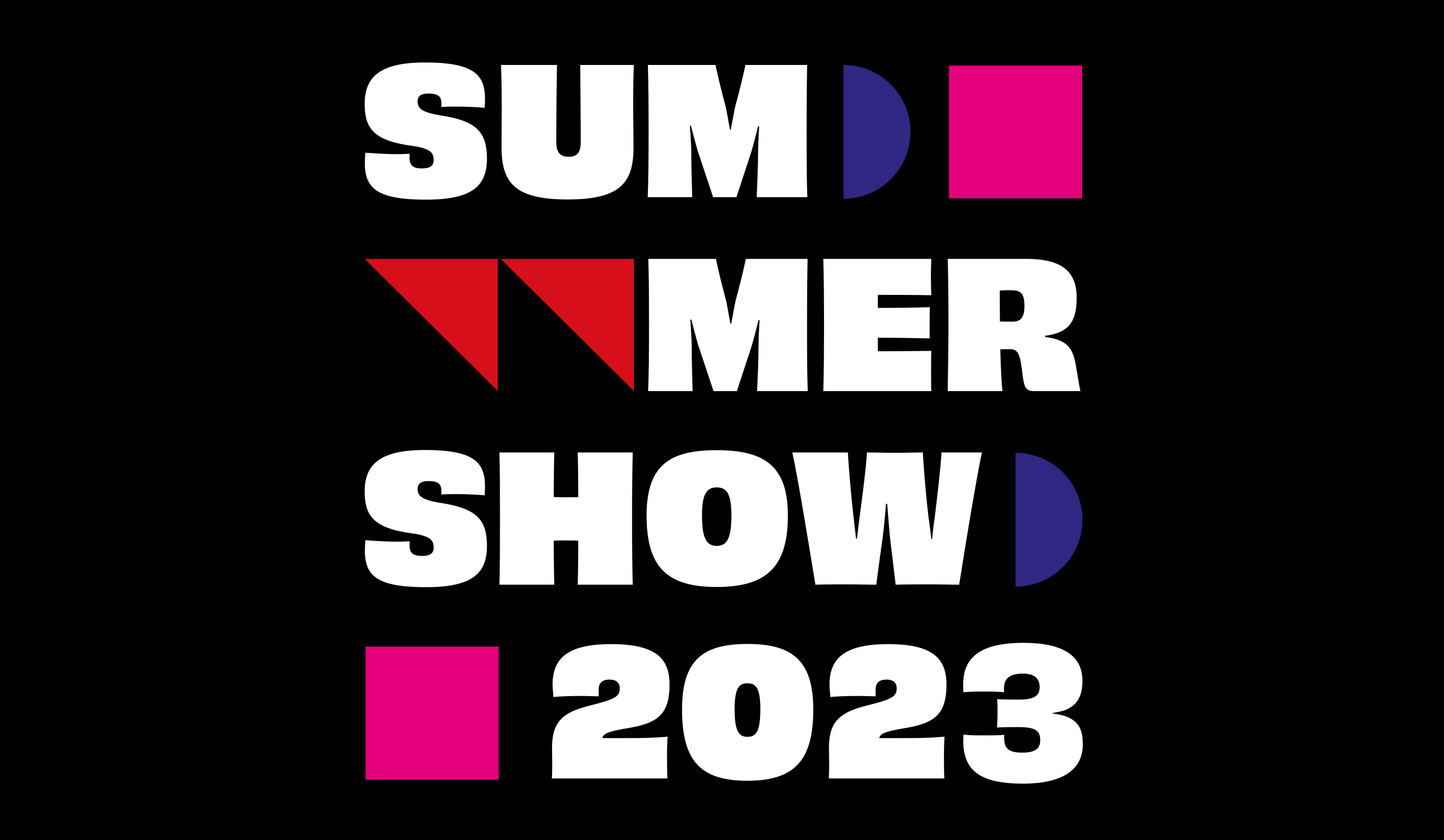 text reading 'Summer Show 2022' surrounded by abstract shapes