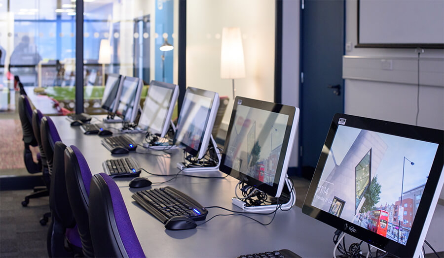 A suite of computers in our Learning Centre