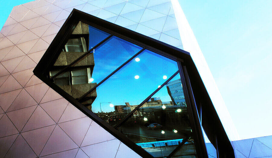 A close-up photo of London Met's Graduate Centre on Holloway Road