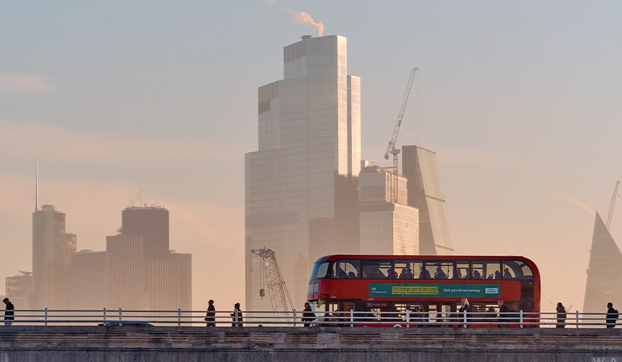 London bus on a bridge