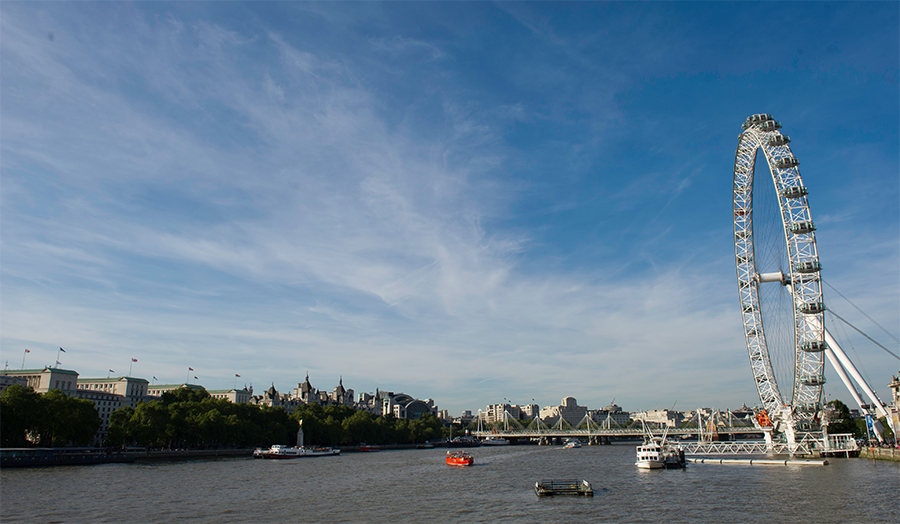 A view of the Thames with the London Eye