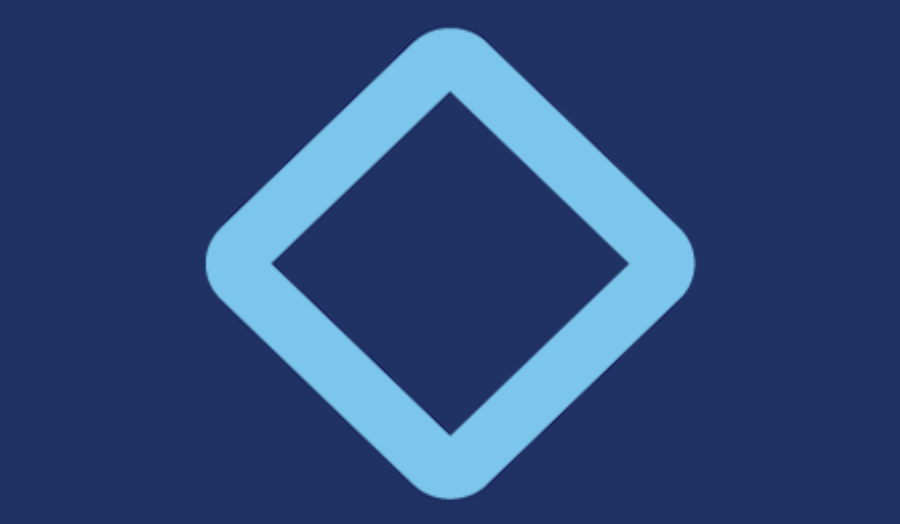 An image of a logo depicting a diamond shape with a hollow middle, centred on a dark background.