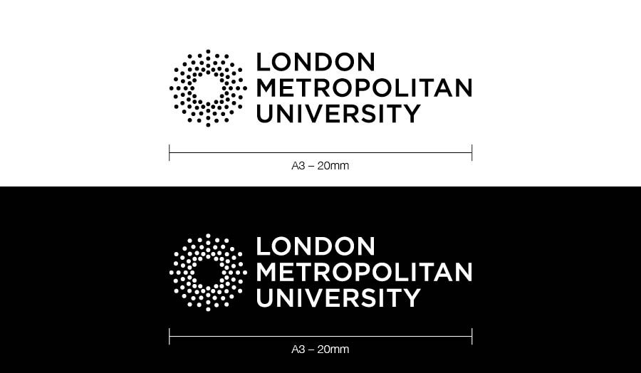 Our corporate logo: London Met logo on a black background