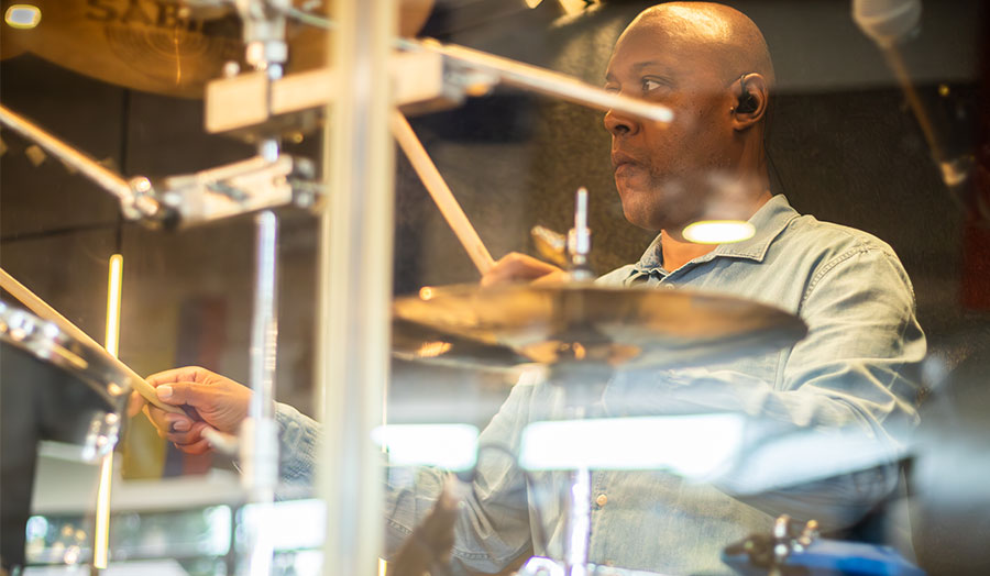 Don Green playing the drums