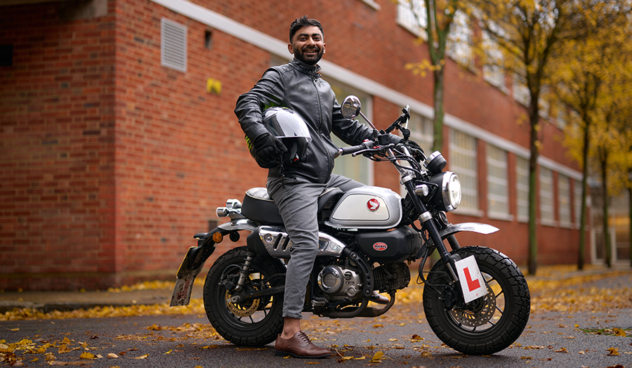 Daniyal on his motorbike outside Holloway Road campus