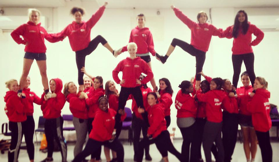 London Met's cheerleaders in action