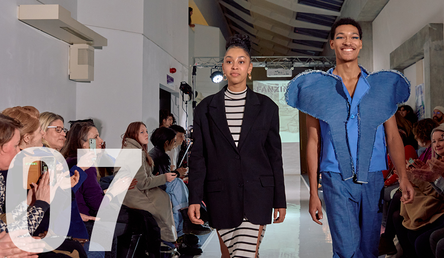 London Met student fashion show with 07 for July superimposed over the image