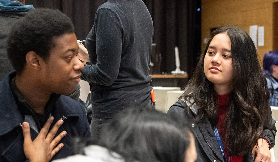 Two students in anthology workshop