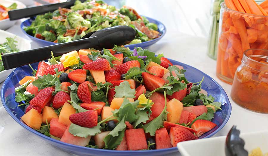 Image of healthy salads with fruit and veg