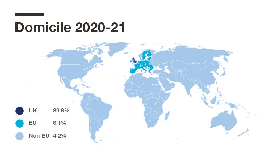 A map of the world showing where students come from