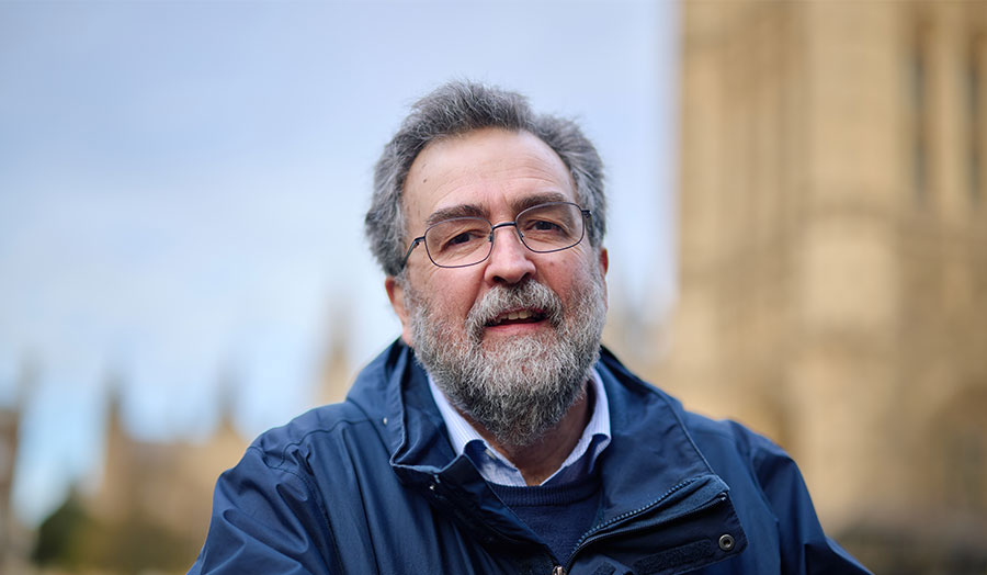 Andrew pictured outside Westminster