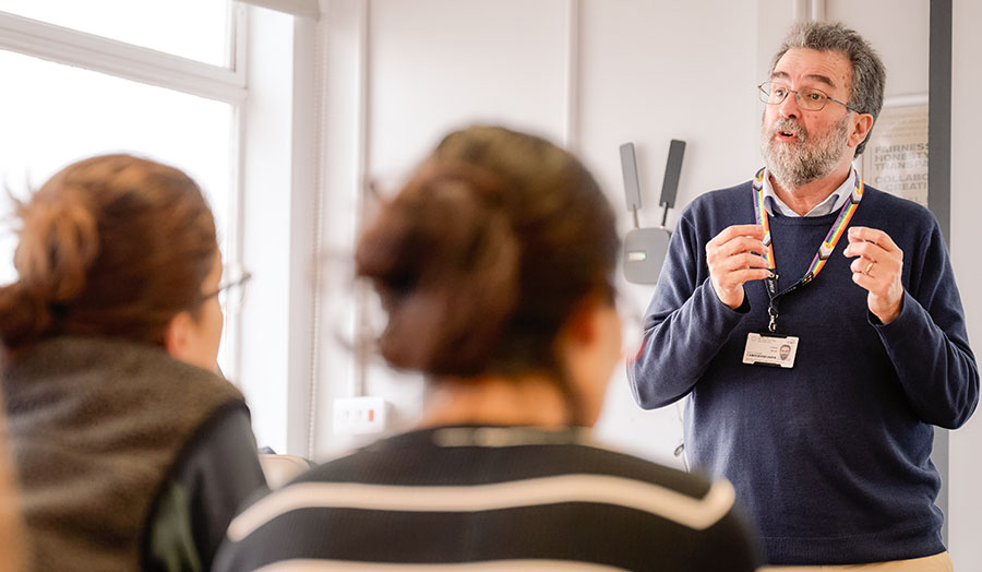 Andrew teaching to students at London Met 