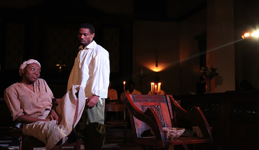 Still shot from the play Muscovado by Matilda Ibini