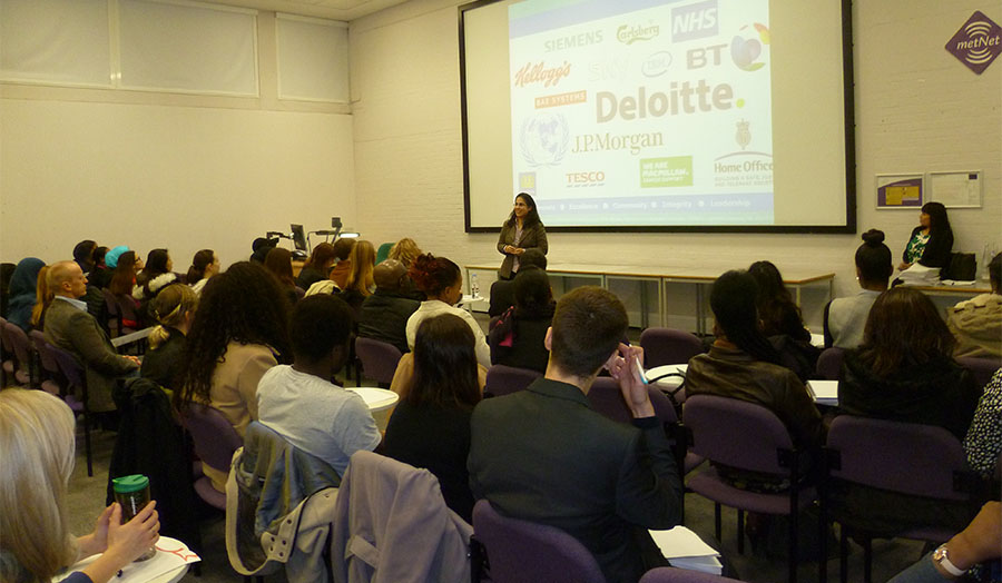 Keynote speaker presenting at an Assessment event for a group of students