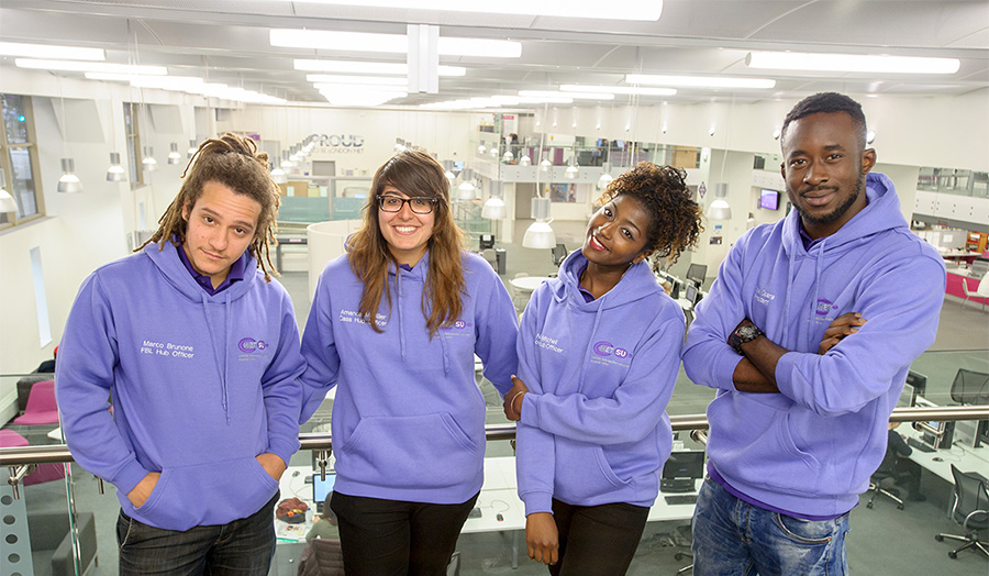 London Met Student Union in University hoodies