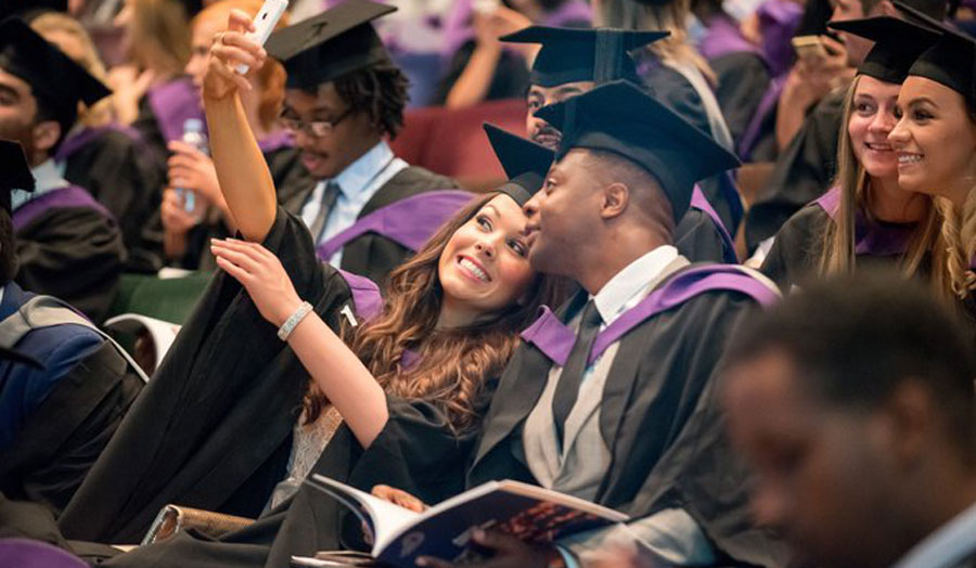 Students at a graduation event