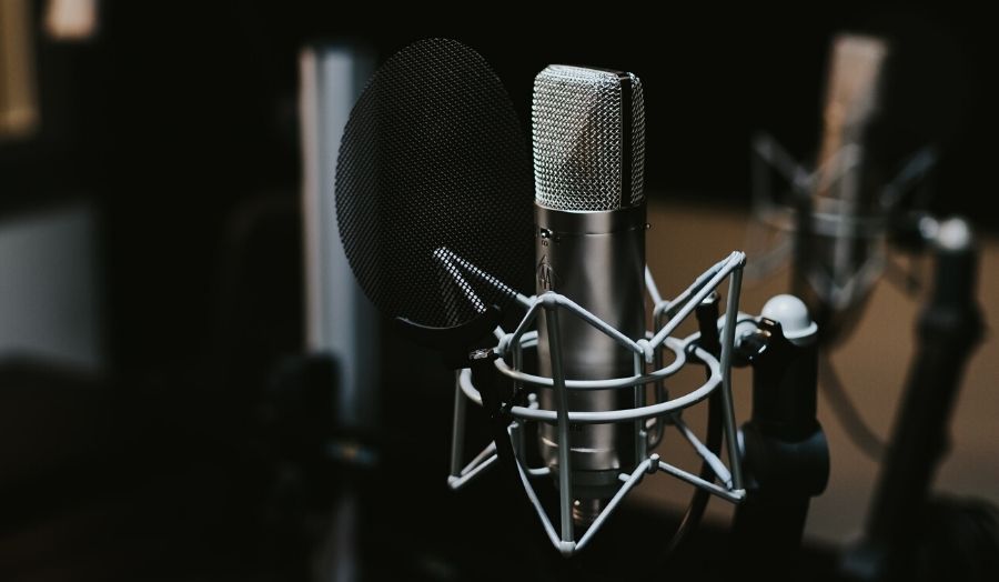 A microphone in a recording studio