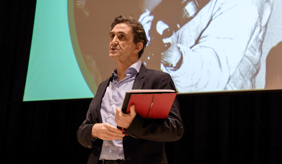 Actor and author Stephen McGann speaking at the launch of the digitised archive. 
