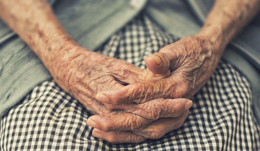 A pair of elderly woman's hands
