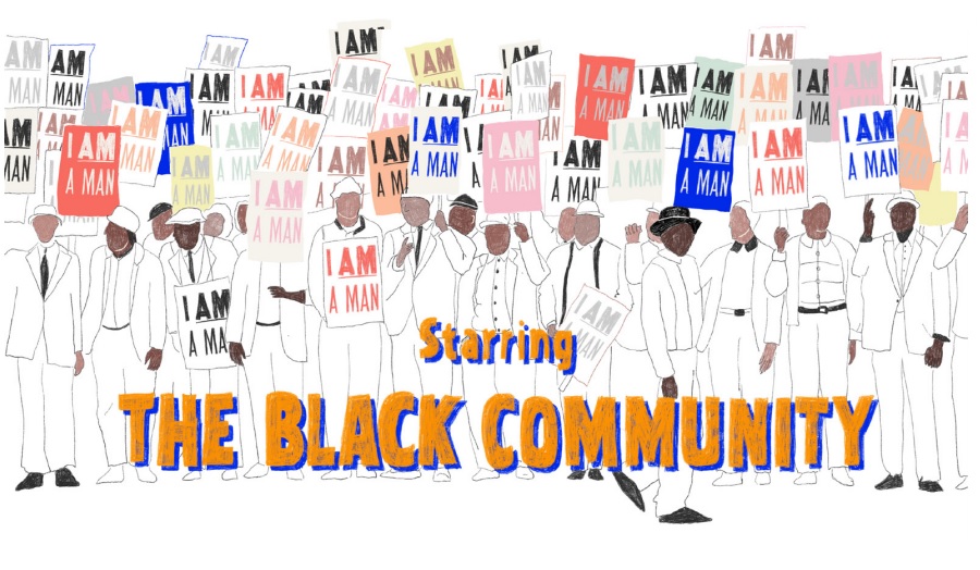 Illustration of a group of Black people with the caption 
