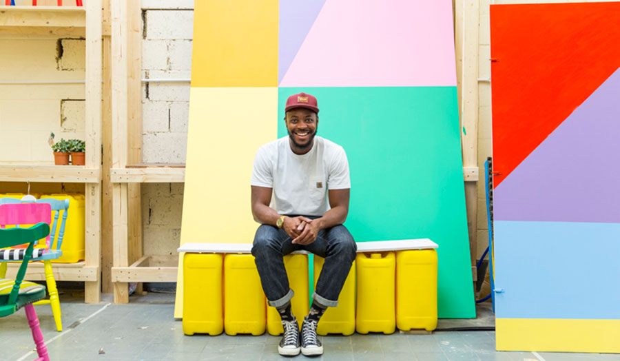 Yinka in his colourful studio.