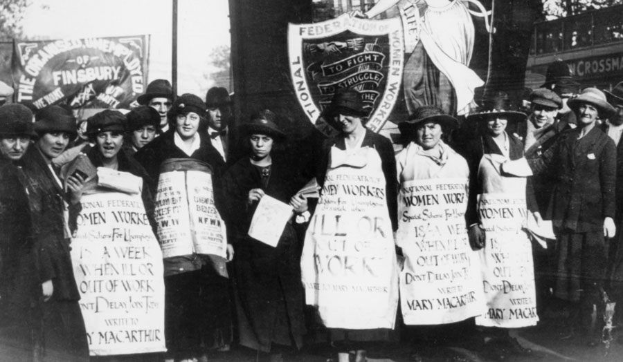 women holding placards