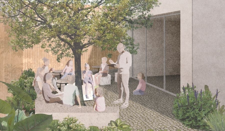 A mock-up image of the new garden at the Centre of Memory and Learning.