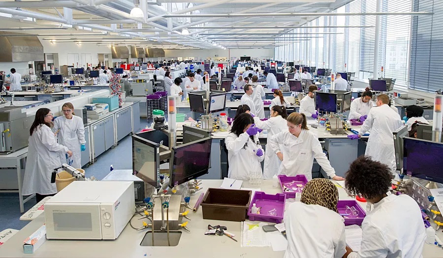 Students working in a science lab