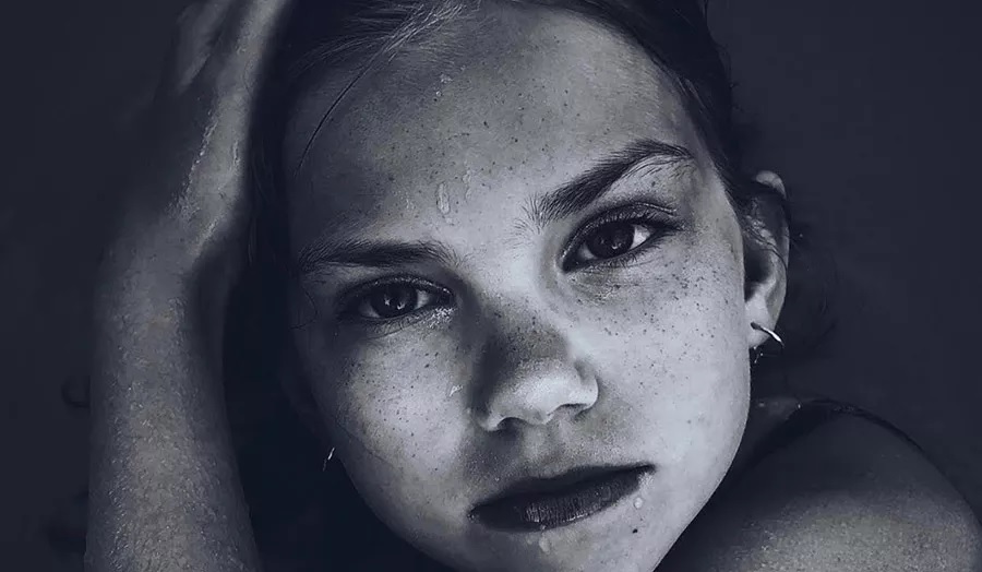 black and white portrait of a young woman