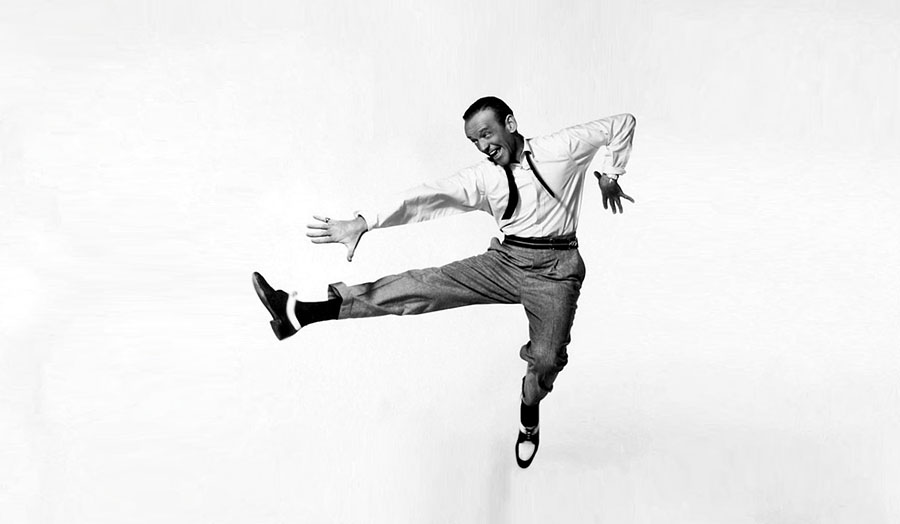 Fred Astaire jumping in the air