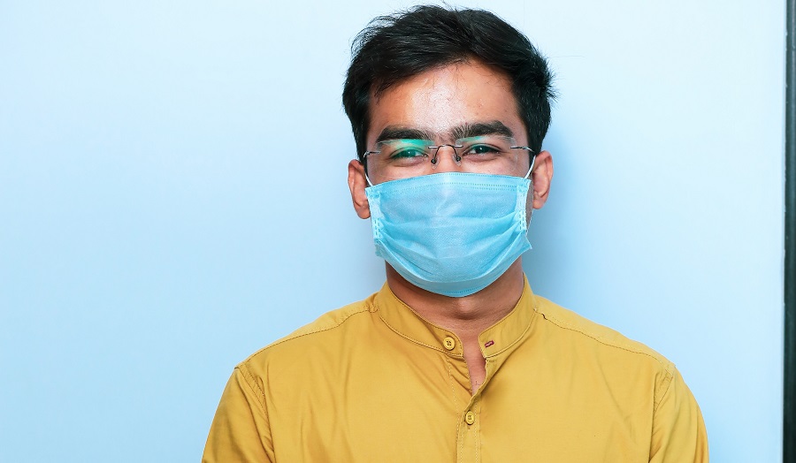 man wearing a medical face mask