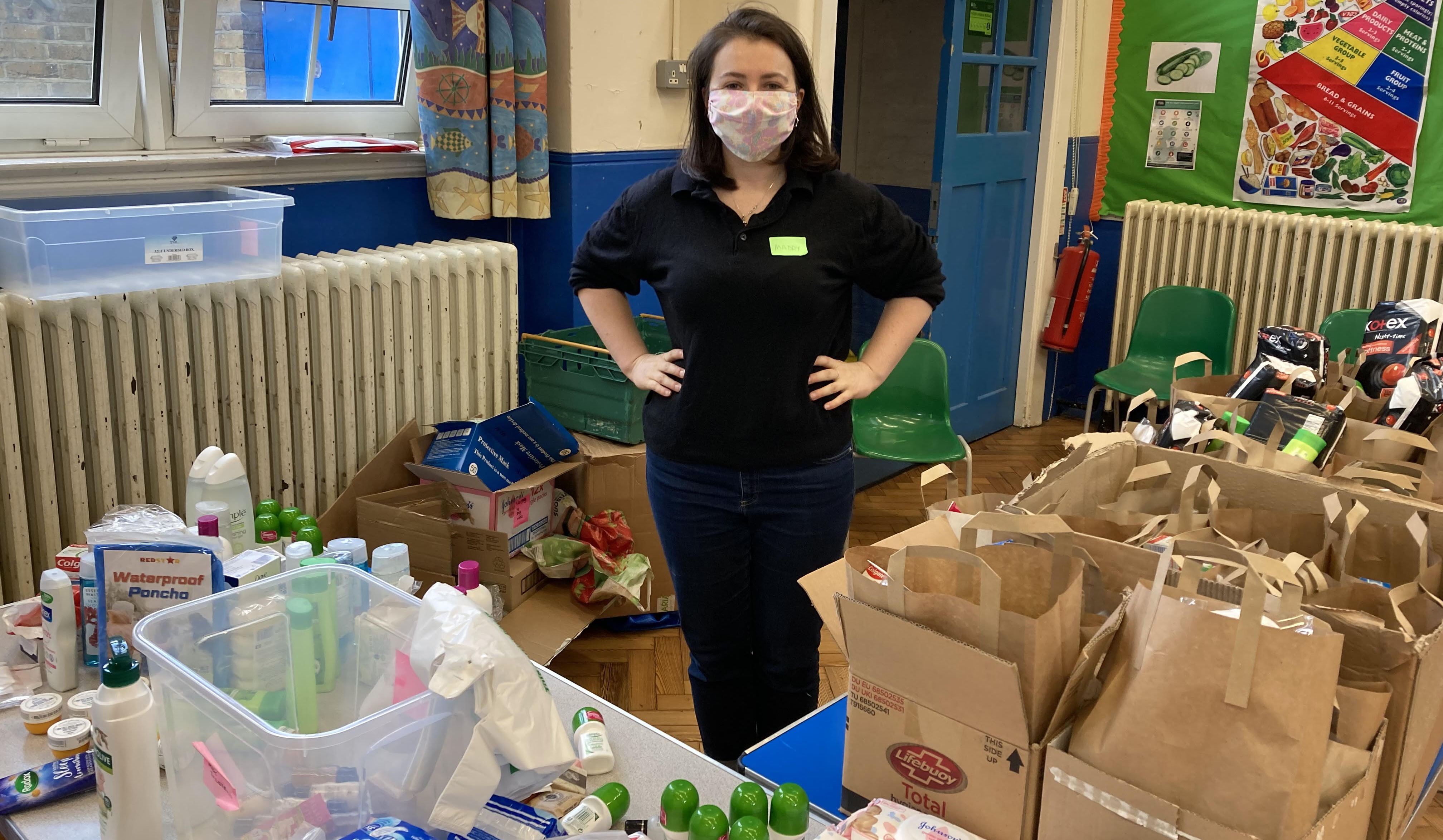 woman working at food bank