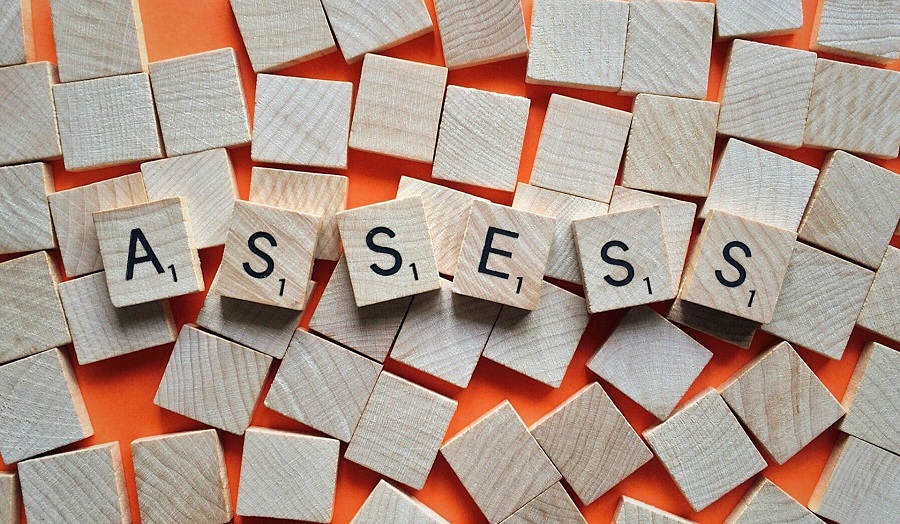 scrabble tiles reading 'assess'